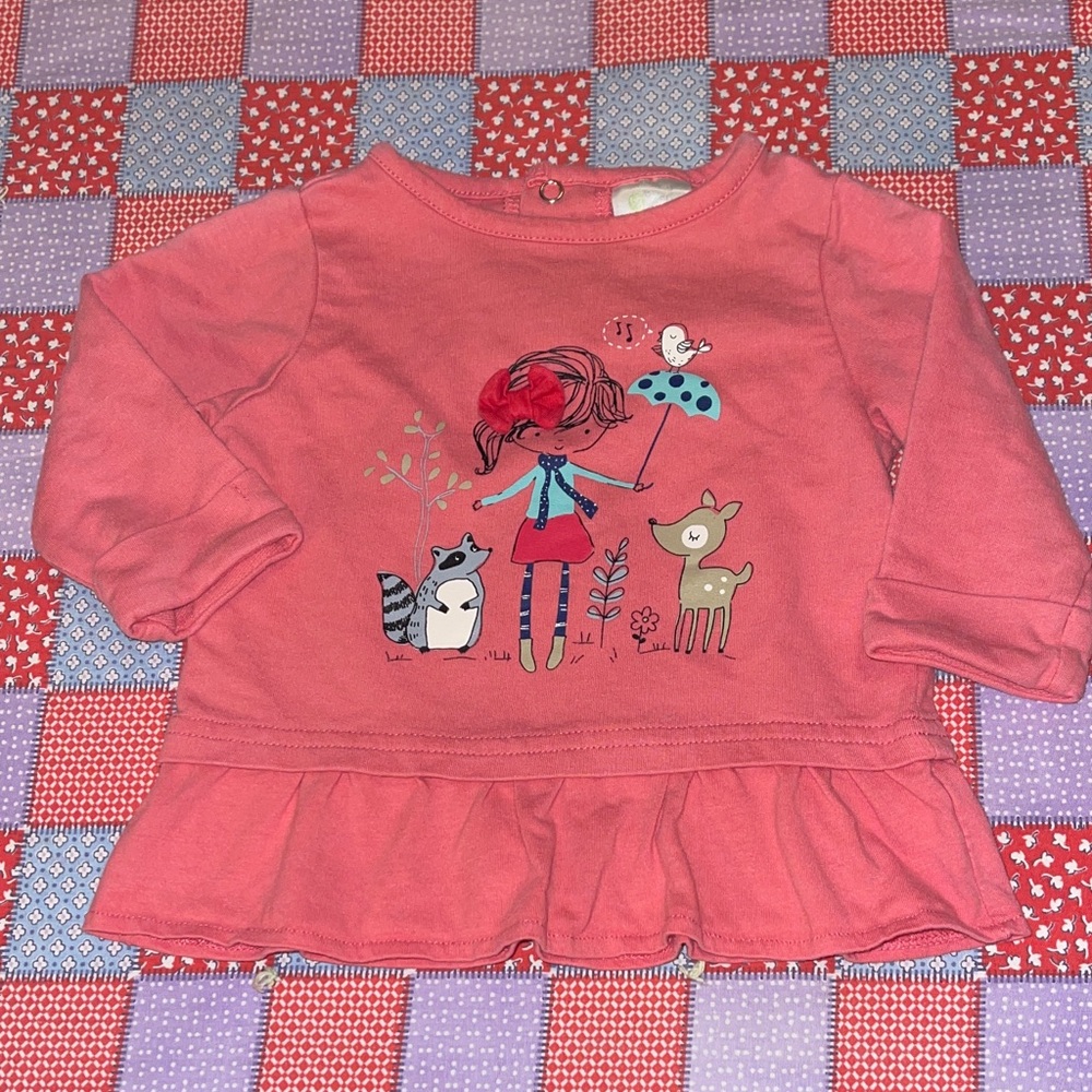 Baby Gear Pink Long Sleeve Tee with Animal Friends